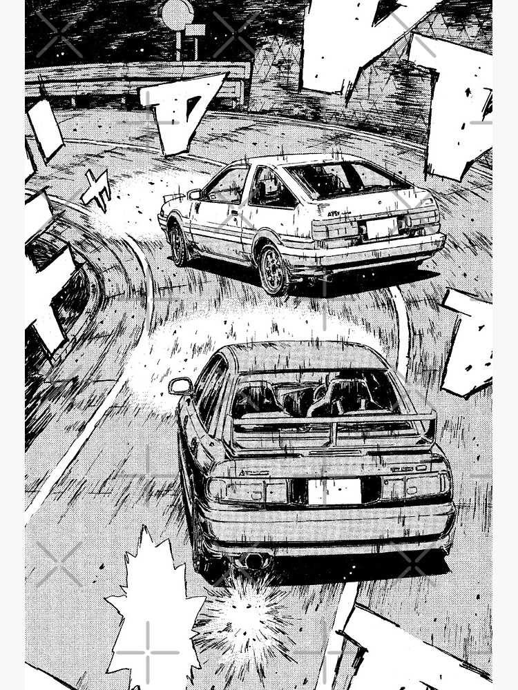 Initial D Manga Panel AE86 VS RX7 Art Board Print for Sale by