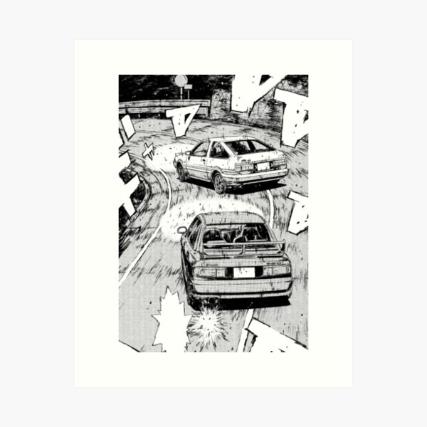 Initial D Style Manga Anime Black and White Japanese · Creative