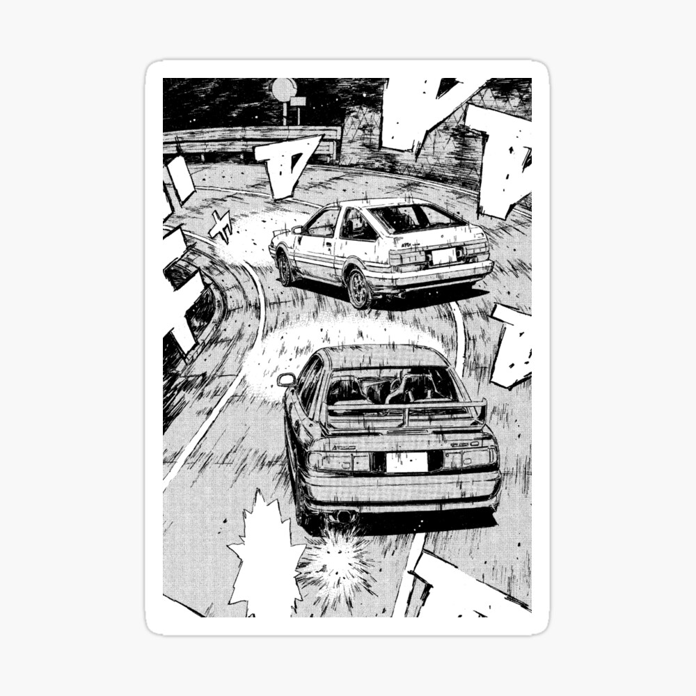 Initial D Manga Panel AE86 VS RX7 Art Board Print for Sale by