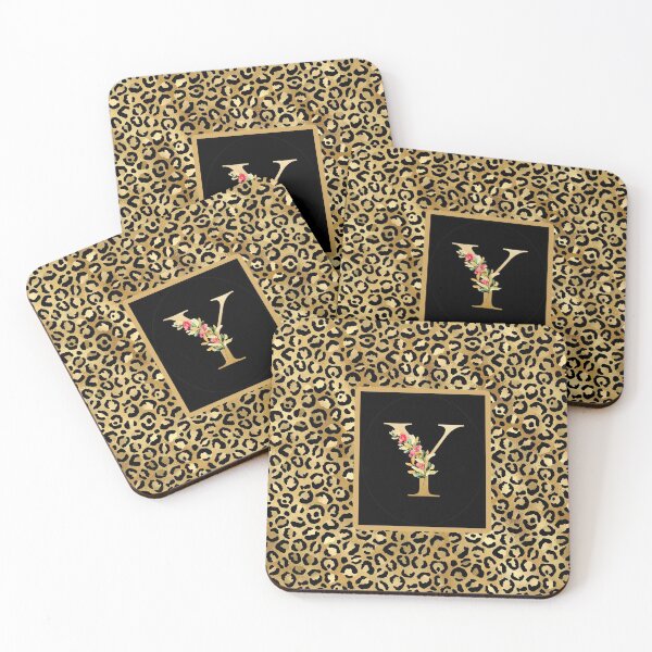 Item preview, Monogram Initial Letter Y Golden Leopard Animal Pattern Floral designed and sold by TLSDesigns.