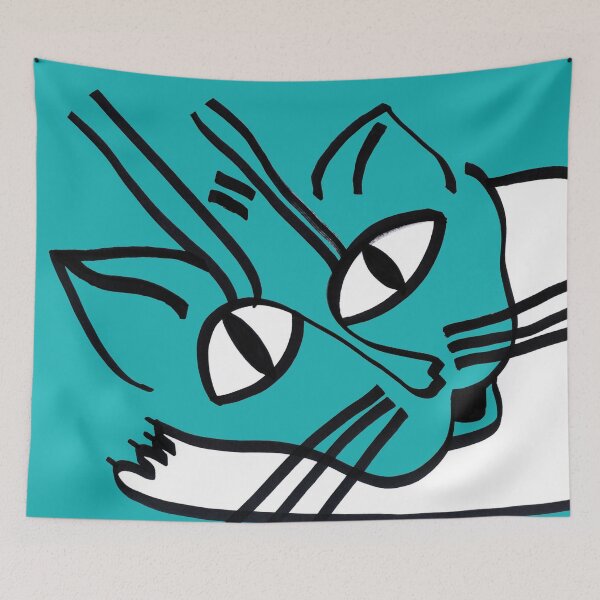 Item preview, Resting Cat on his Elbow on Turquise Board designed and sold by Istvan Ocztos.