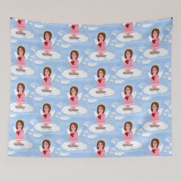 Item preview, Little dark-haired angel girl with a heart designed and sold by Sandra  Steinke.