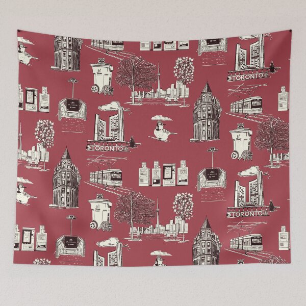 Item preview, Toronto Toille De Jouy  - Passion Red designed and sold by Quick Brown Fox Canada.