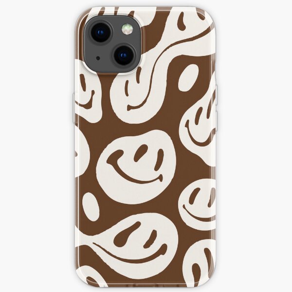 liquid smiley chocolate brown iPhone Soft Case