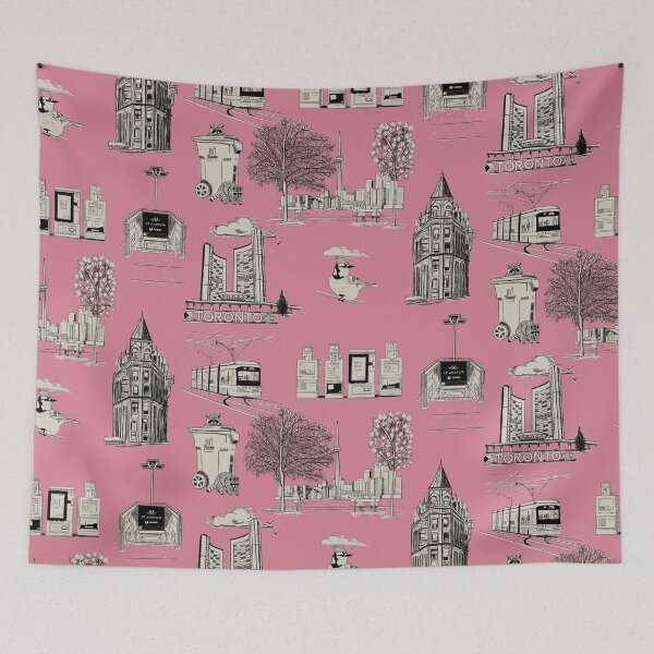 Item preview, Toronto Toille De Jouy  - deep rose pink designed and sold by Quick Brown Fox Canada.