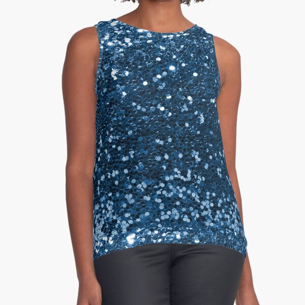 Navy Blue Glitter Simulated Look | Sleeveless Top