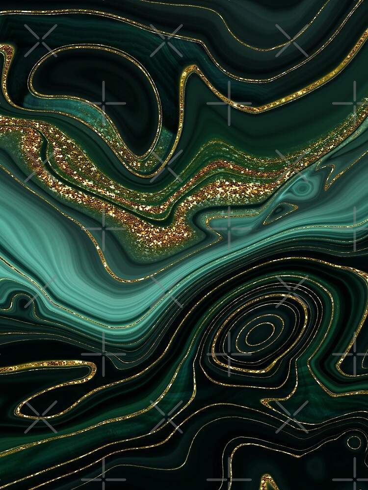Gold Indigo Malachite Marble II by MysticMarble