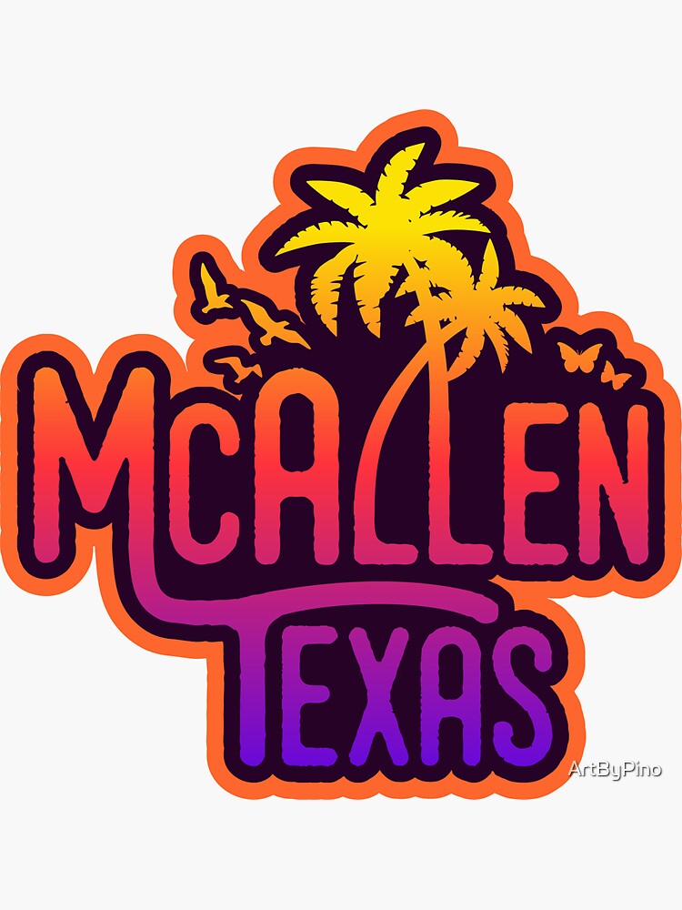 Mcallen Texas Orange And Purple Sticker By Artbypino Redbubble