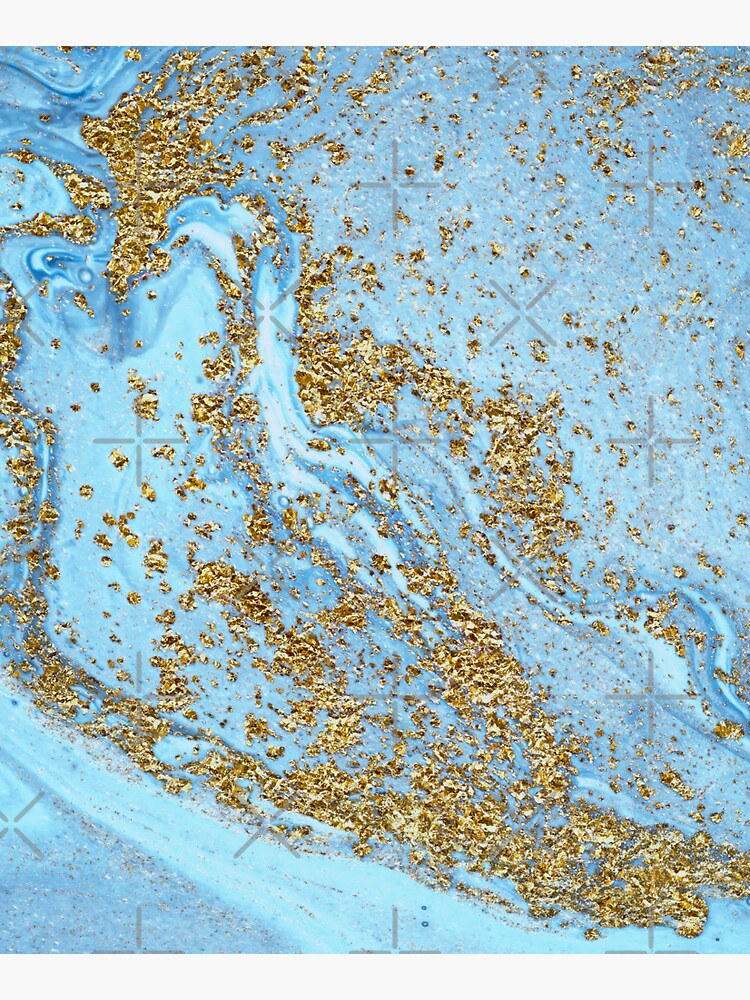 Blue Agate Marble With Gold Glitter by MysticMarble