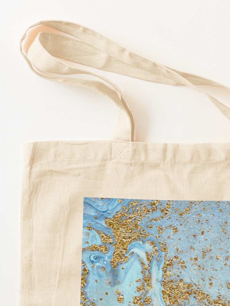 Alternate view of Blue Agate Marble With Gold Glitter Tote Bag