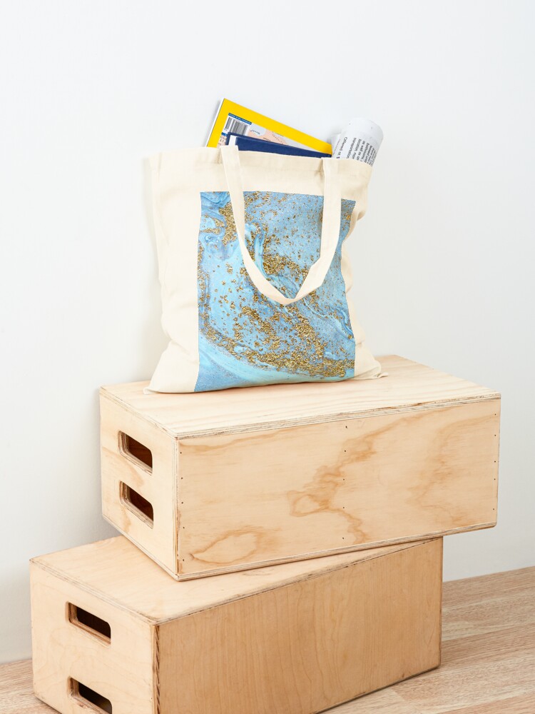 Alternate view of Blue Agate Marble With Gold Glitter Tote Bag