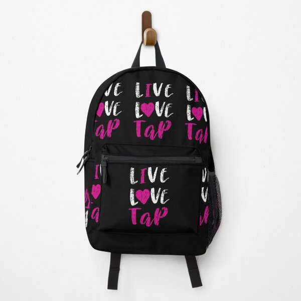 Item preview, Live Love Tap with pink heart. tap dancing design on black. The best fun gift for any dancer! tap dance art, #tapdanceart, tap fam designed and sold by TAP-DANCE-ART.