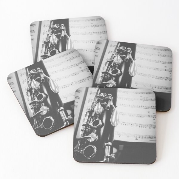 Item preview, Part of a clarinet on musical score black and white designed and sold by Grégory DUBUS.