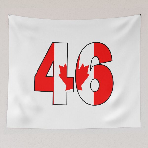 Item preview, Number 46 with Canadian flag on the background designed and sold by AllShirts21.