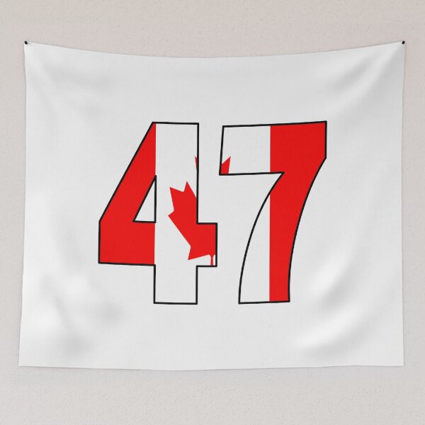 Item preview, Number 47 with Canadian flag on the background designed and sold by AllShirts21.