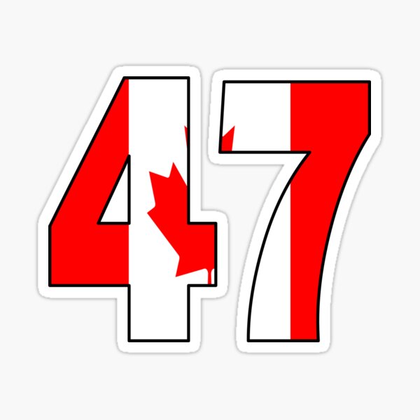 Number 47 with Canadian flag on the background Sticker by AllShirts21