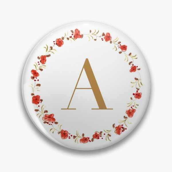 Item preview, Letter A monogram with red colored flowers and leaves designed and sold by Createlikeamom.