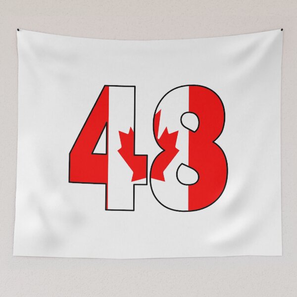 Item preview, Number 48 with Canadian flag on the background designed and sold by AllShirts21.