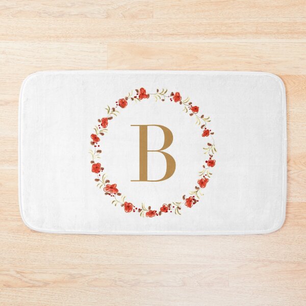Item preview, Letter B monogram with red colored flowers and leaves designed and sold by Createlikeamom.