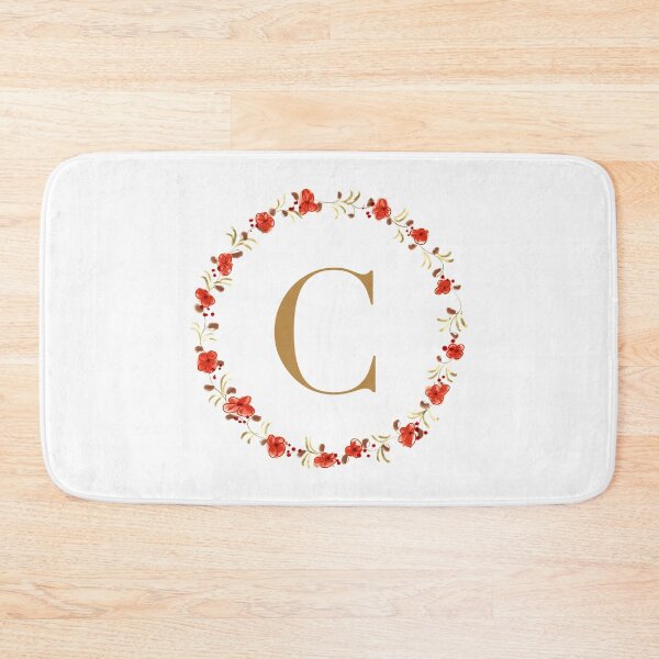 Item preview, Letter C monogram with red colored flowers and leaves designed and sold by Createlikeamom.