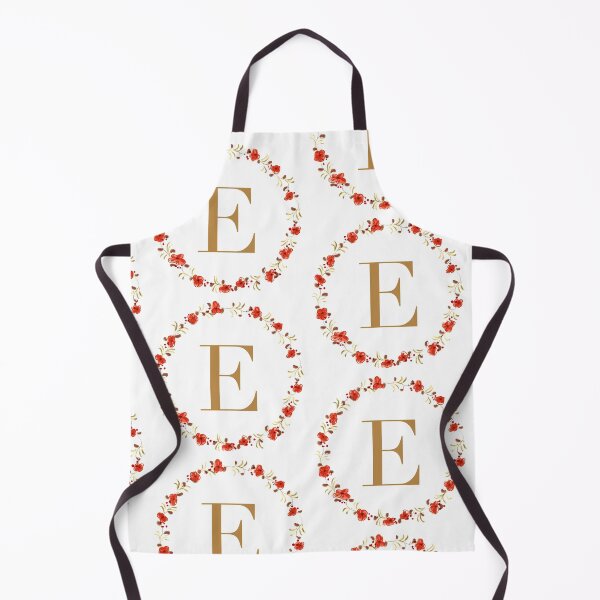 Item preview, Letter E monogram with red colored flowers and leaves designed and sold by Createlikeamom.