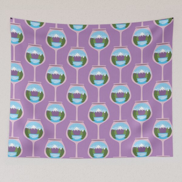 Item preview, Camping and mountains in a glass of wine gift for hiking and wine lover designed and sold by hyggekrog.