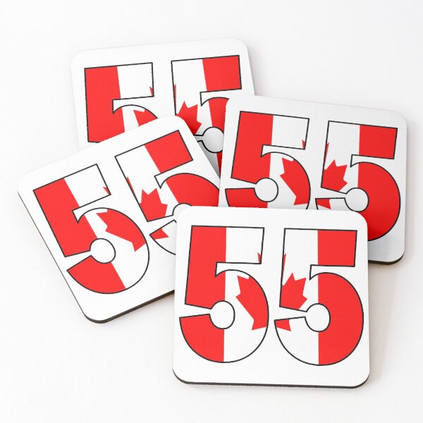 Item preview, Number 55 with Canadian flag on the background designed and sold by AllShirts21.
