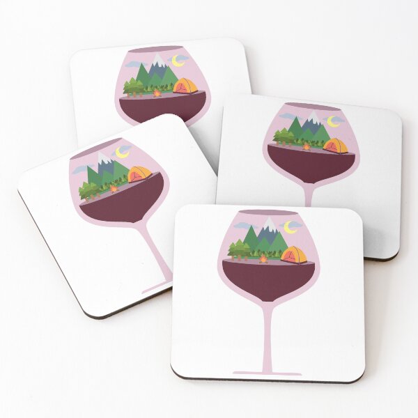 Item preview, Camping and mountains in a glass of wine gift for hiking and wine lover designed and sold by hyggekrog.