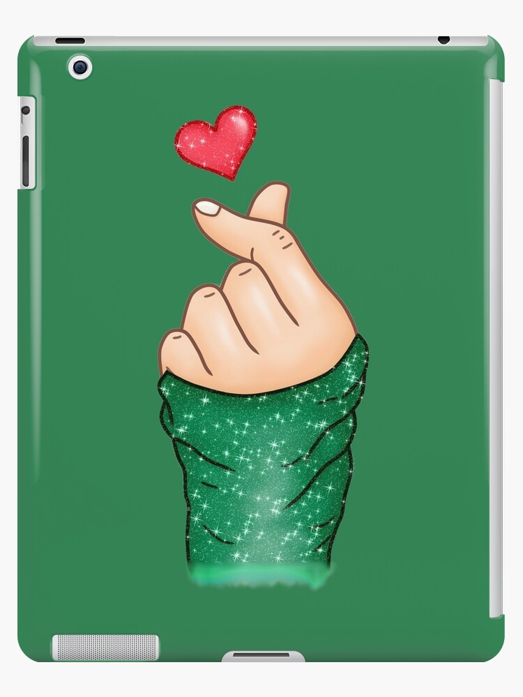 Kpop Hand Finger Heart Love Emerald Green