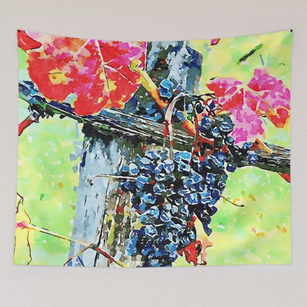 Item preview, Hortus Conclusus: bunch of black grapes with red leaves designed and sold by Giuseppe Cocco.