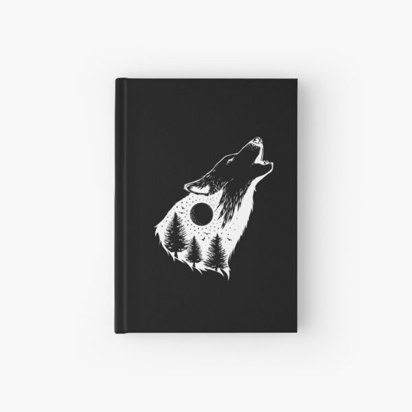Wolf Howls At The Winter Moon in Forest Hardcover Journal