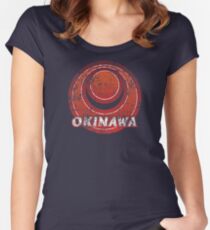 Okinawa Prefecture Japanese Symbol Distressed Women's Fitted Scoop T-Shirt