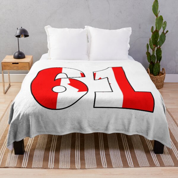 Item preview, Number 61 with Canadian flag on the background designed and sold by AllShirts21.