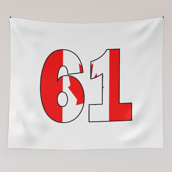 Item preview, Number 61 with Canadian flag on the background designed and sold by AllShirts21.