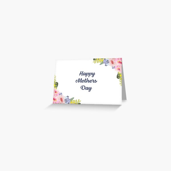 Happy Mothers Day Text inside Corner Floral Bouquets Greeting Card