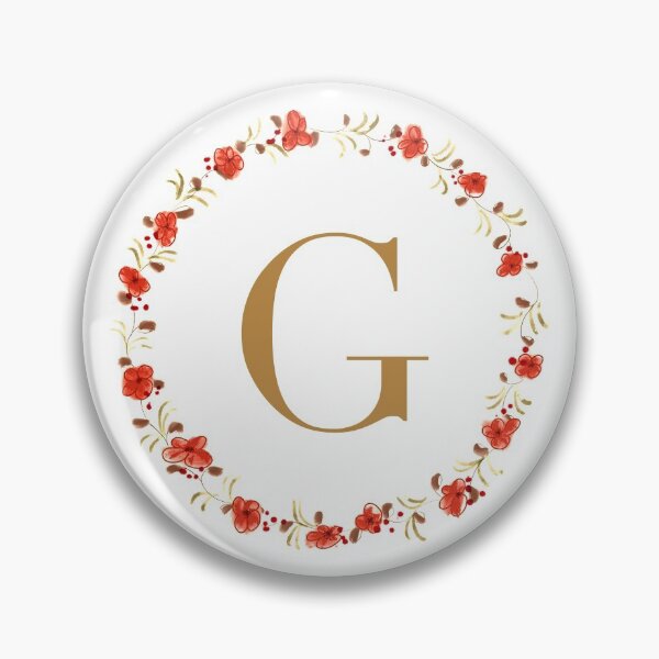Item preview, Letter G monogram with red colored flowers and leaves designed and sold by Createlikeamom.