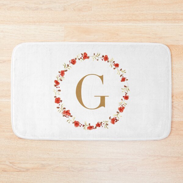 Item preview, Letter G monogram with red colored flowers and leaves designed and sold by Createlikeamom.