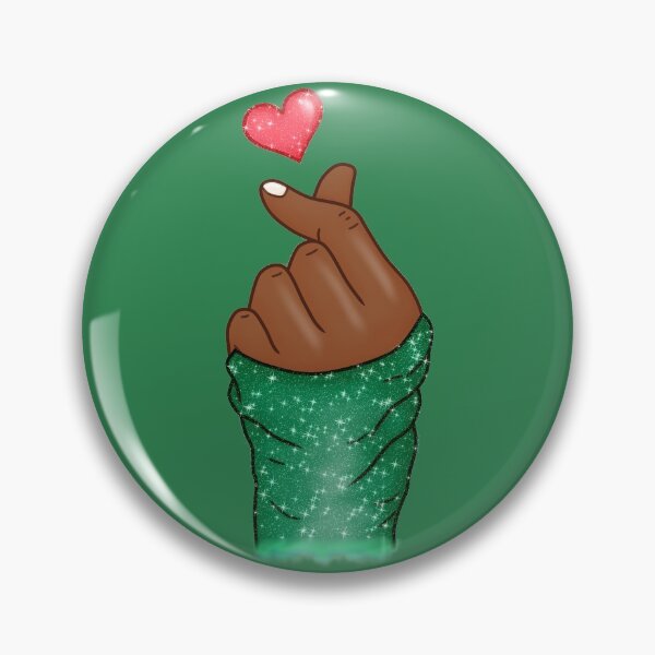 Item preview, Kpop Hand Finger Heart Love Emerald Green (black skin) designed and sold by Jolly-Yosei.