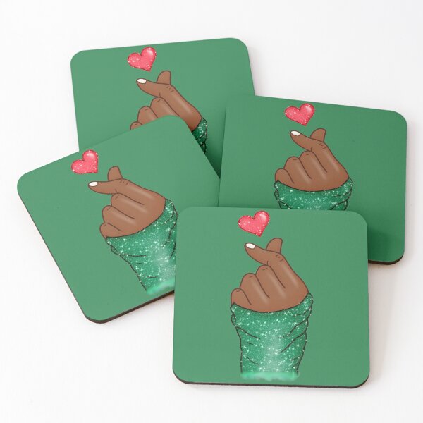 Item preview, Kpop Hand Finger Heart Love Emerald Green (black skin) designed and sold by Jolly-Yosei.