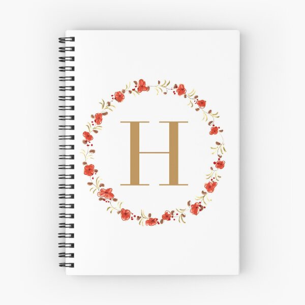 Item preview, Letter H monogram with red colored flowers and leaves designed and sold by Createlikeamom.