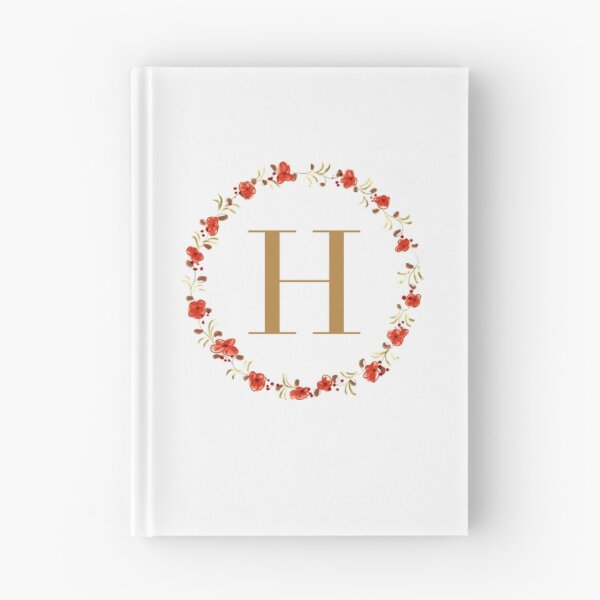 Item preview, Letter H monogram with red colored flowers and leaves designed and sold by Createlikeamom.