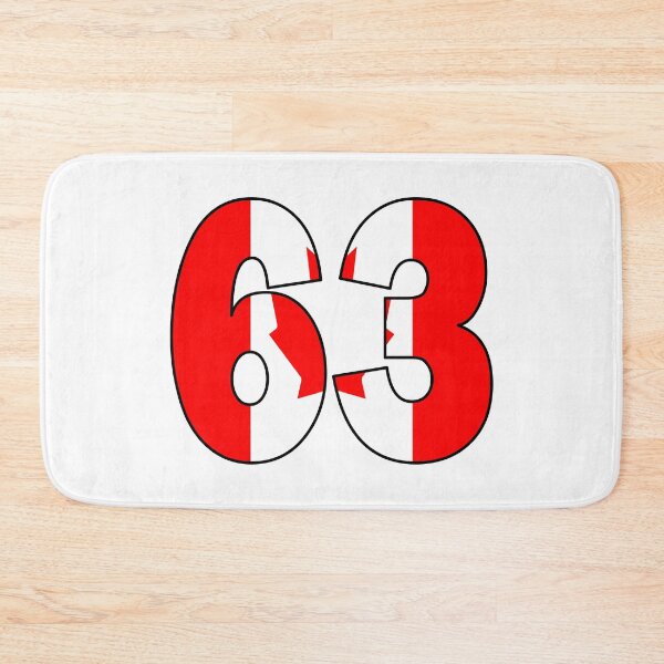 Item preview, Number 63 with Canadian flag on the background designed and sold by AllShirts21.