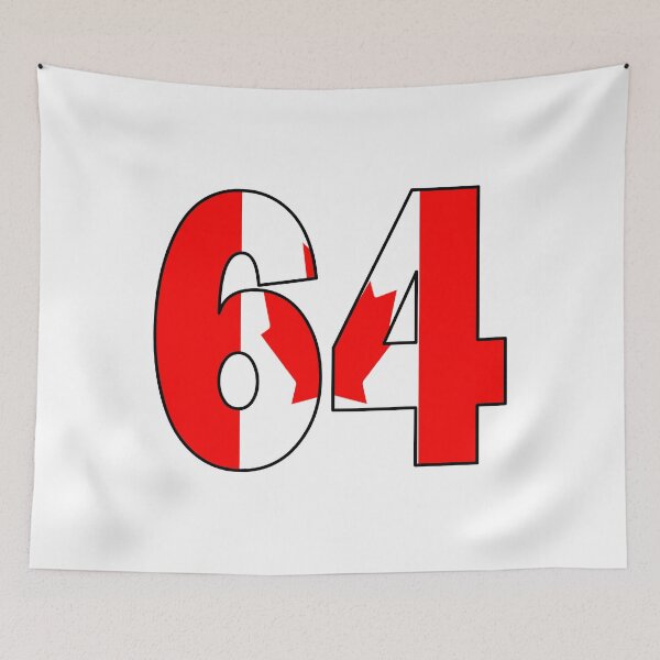 Item preview, Number 64 with Canadian flag on the background designed and sold by AllShirts21.