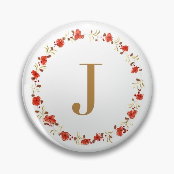 Item preview, Letter j monogram with red colored flowers and leaves designed and sold by Createlikeamom.