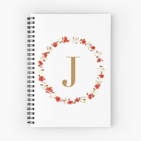 Item preview, Letter j monogram with red colored flowers and leaves designed and sold by Createlikeamom.