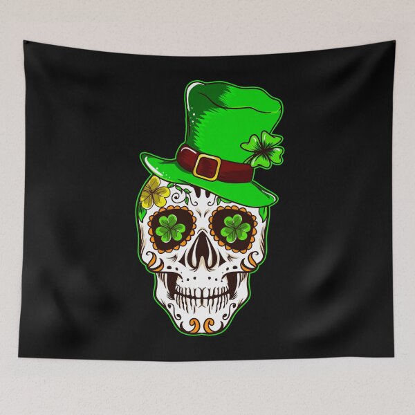 Item preview, St Patricks Day Shamrock Sugar Skull   for a Mexican designed and sold by Rzelemenz.