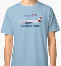 Illustration of British Airways Airbus A380 - Blue Version Classic T-Shirt