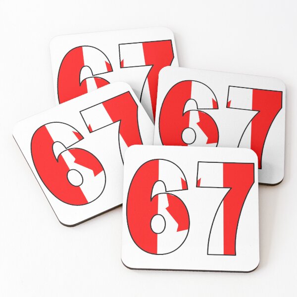 Item preview, Number 67 with Canadian flag on the background designed and sold by AllShirts21.