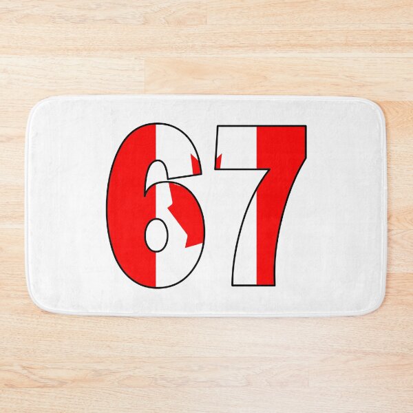 Item preview, Number 67 with Canadian flag on the background designed and sold by AllShirts21.