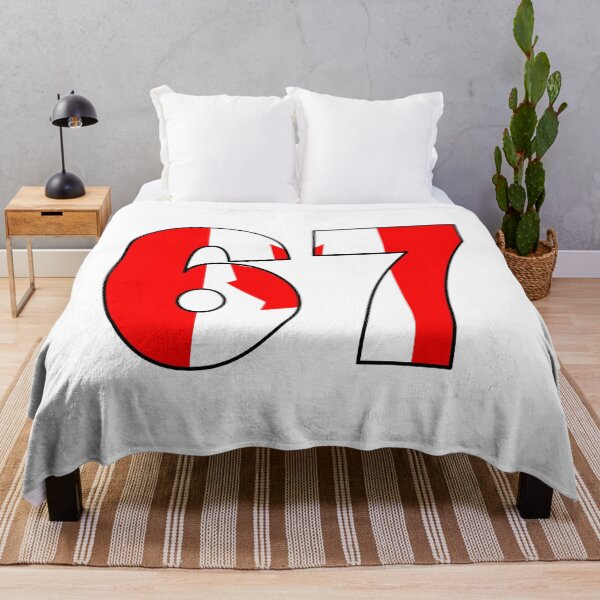 Item preview, Number 67 with Canadian flag on the background designed and sold by AllShirts21.